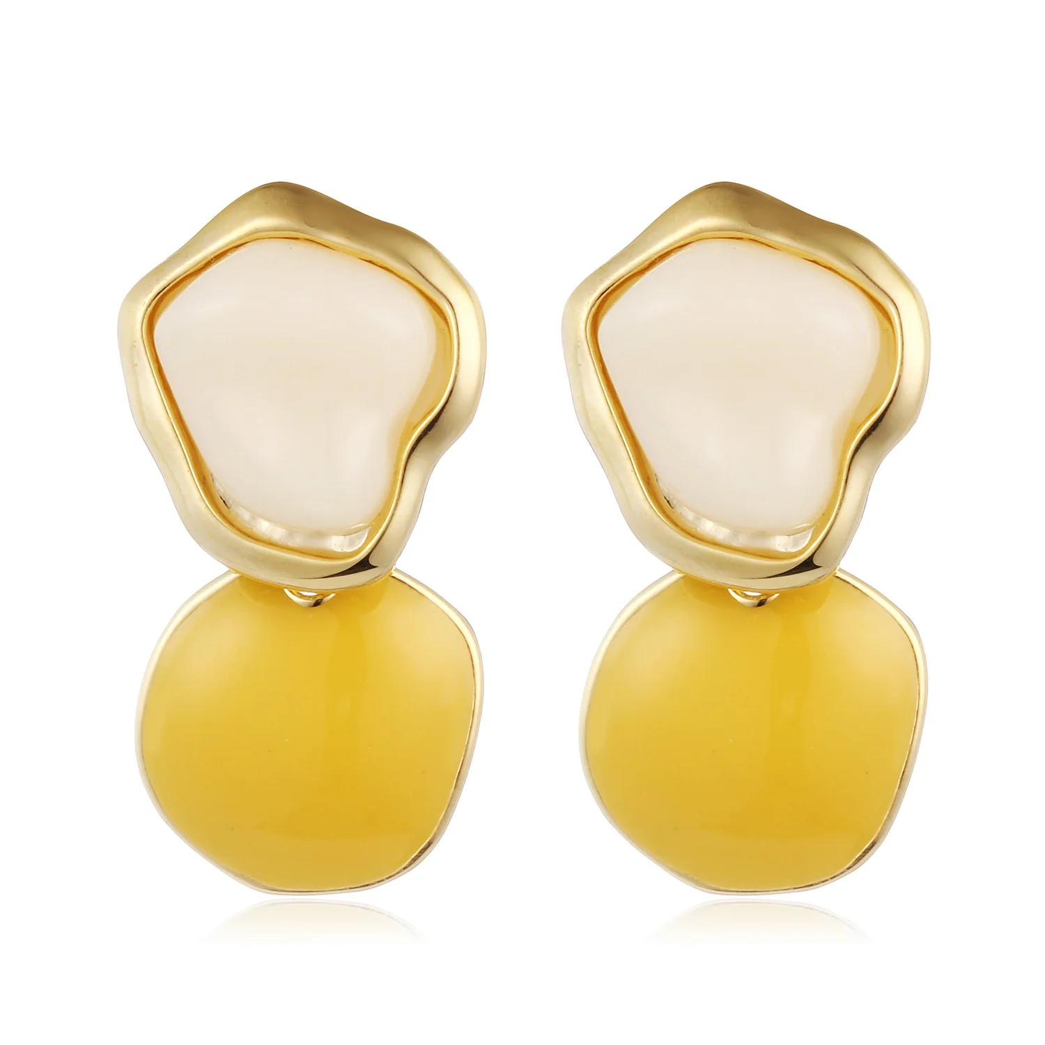 Gold Color Copper Geometric Drop Earrings For Women Yellow Lacquer Round Pendant Earring Fashion Jewelry aretes de mujer 2019
Gold Color Copper Geometric Drop Earrings For Women Yellow Lacquer Round Pendant Earring Fashion Jewelry aretes de mujer 2019