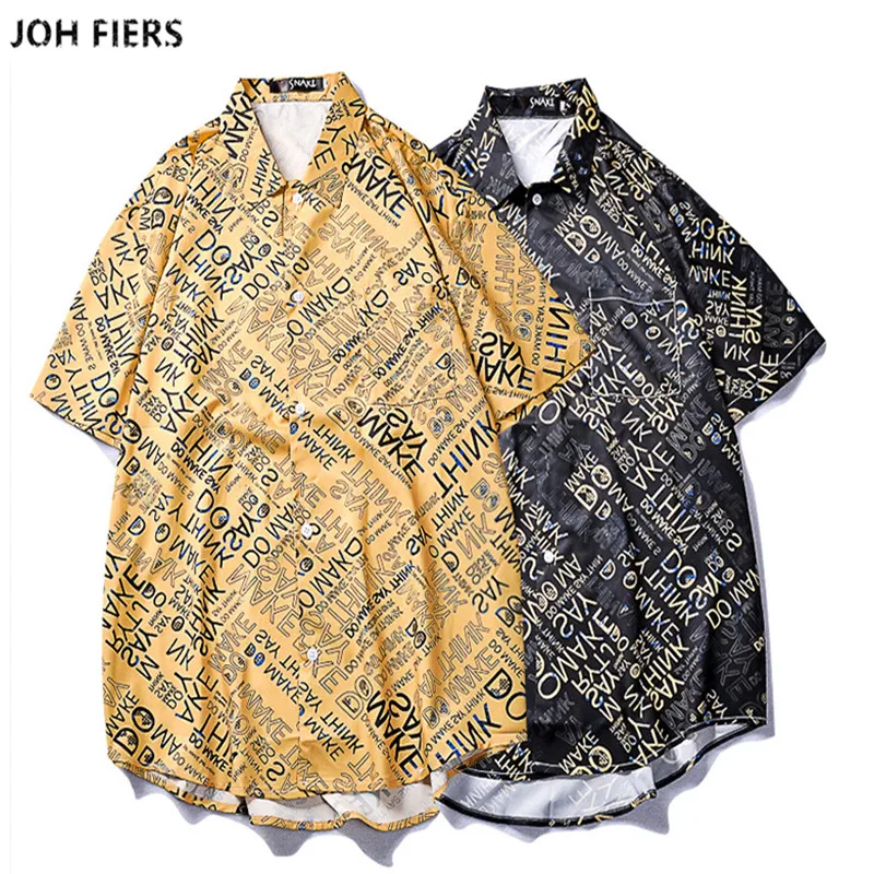 2019 Letter Printed Shirts Men Summer Short Sleeve High Quality Shirts Streetwear Hip Hop Beach Hawaiian Vintage Shirts
2019 Letter Printed Shirts Men Summer Short Sleeve High Quality Shirts Streetwear Hip Hop Beach Hawaiian Vintage Shirts