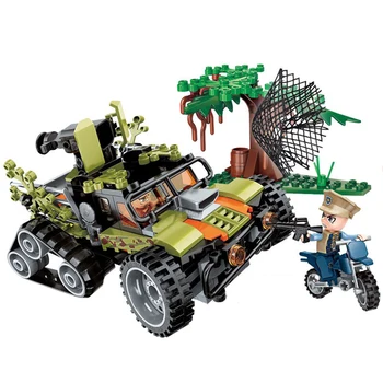 ENLIGHTEN 1921 Cross-country Move Fortress Helicopter Small Grain Assembling Spelling Insert Building Blocks Toys For Children