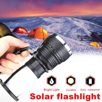 Solar Power Rechargeable Battery LED Flashlight Camping Tent Light Lantern Outdoor Safety Accessories Hiking Emergency Tool
Solar Power Rechargeable Battery LED Flashlight Camping Tent Light Lantern Outdoor Safety Accessories Hiking Emergency Tool