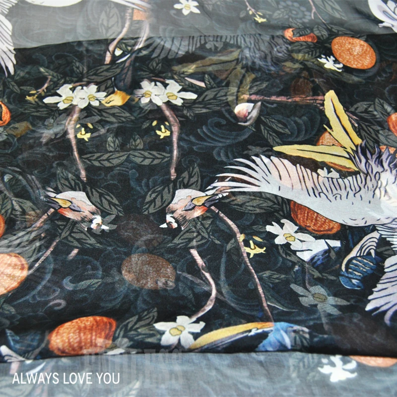 Silk Chiffon Fabric Dress Large Wide Beautiful Retro Black White Flowers Crane 100% Real Spring Thin Dress Cloth DIY patchwork
Silk Chiffon Fabric Dress Large Wide Beautiful Retro Black White Flowers Crane 100% Real Spring Thin Dress Cloth DIY patchwork