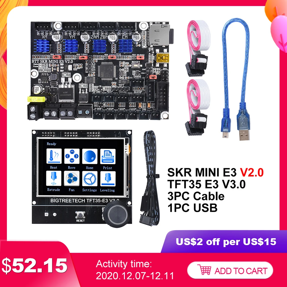 BIGTREETECH SKR MINI E3 V2.0+TFT35 E3 V3.0 Touch Screen Control Board TMC2209 3D Printer Parts For Creality Ender 3 Upgrade CR10
BIGTREETECH SKR MINI E3 V2.0+TFT35 E3 V3.0 Touch Screen Control Board TMC2209 3D Printer Parts For Creality Ender 3 Upgrade CR10