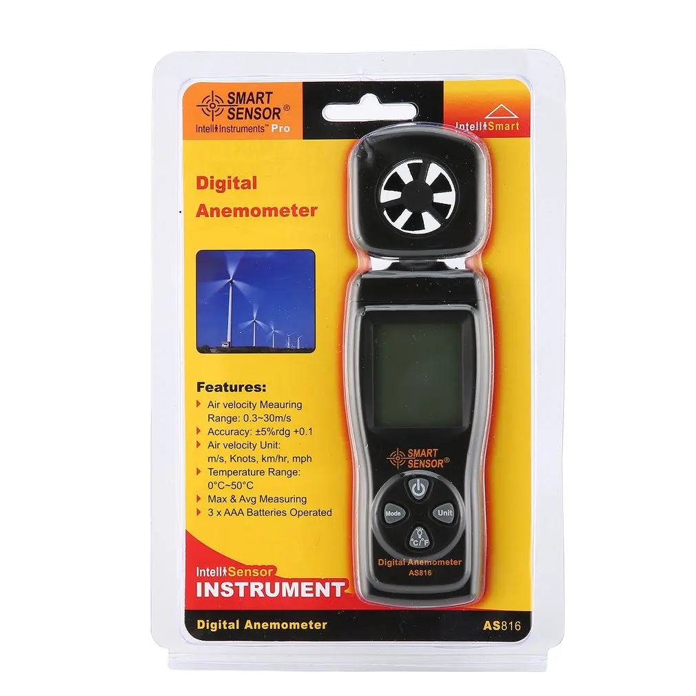 Smart Senor AS816 Anemometer Thermometer Wind Air Speed Gauge Meter Windmeter Temperature Tester Poratable Measuring
Smart Senor AS816 Anemometer Thermometer Wind Air Speed Gauge Meter Windmeter Temperature Tester Poratable Measuring