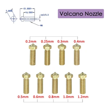 3D Printer Brass Volcano Nozzle M6 Extruder Nozzle 0.4/0.6/0.8/1.0/1.2mm For 1.75/3mm Filament For 3D Printer Parts 
3D Printer Brass Volcano Nozzle M6 Extruder Nozzle 0.4/0.6/0.8/1.0/1.2mm For 1.75/3mm Filament For 3D Printer Parts