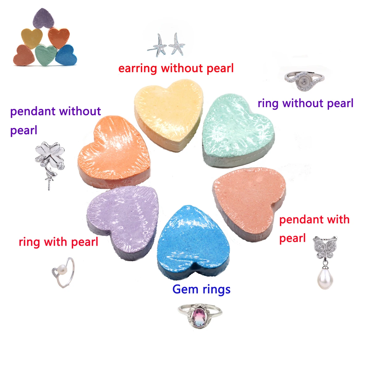 

Sterling Silver Bath Bombs fizzers with SS925 jewelry inside Pearl ring/pearl pendant/Gem ring/ stone ring/charm CX2