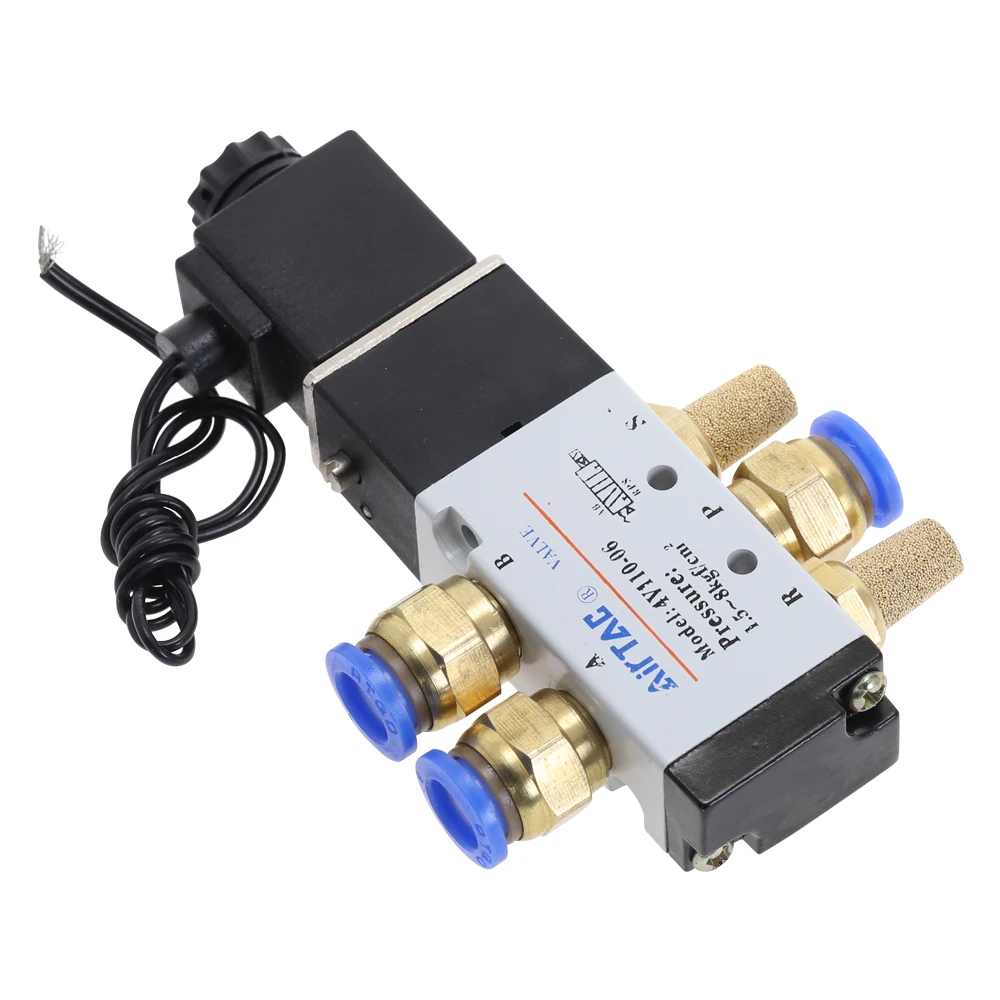 Пневматический электромагнитный клапан 4V110-06 5 каналов 2 положения 1/8 дюйма 12 в