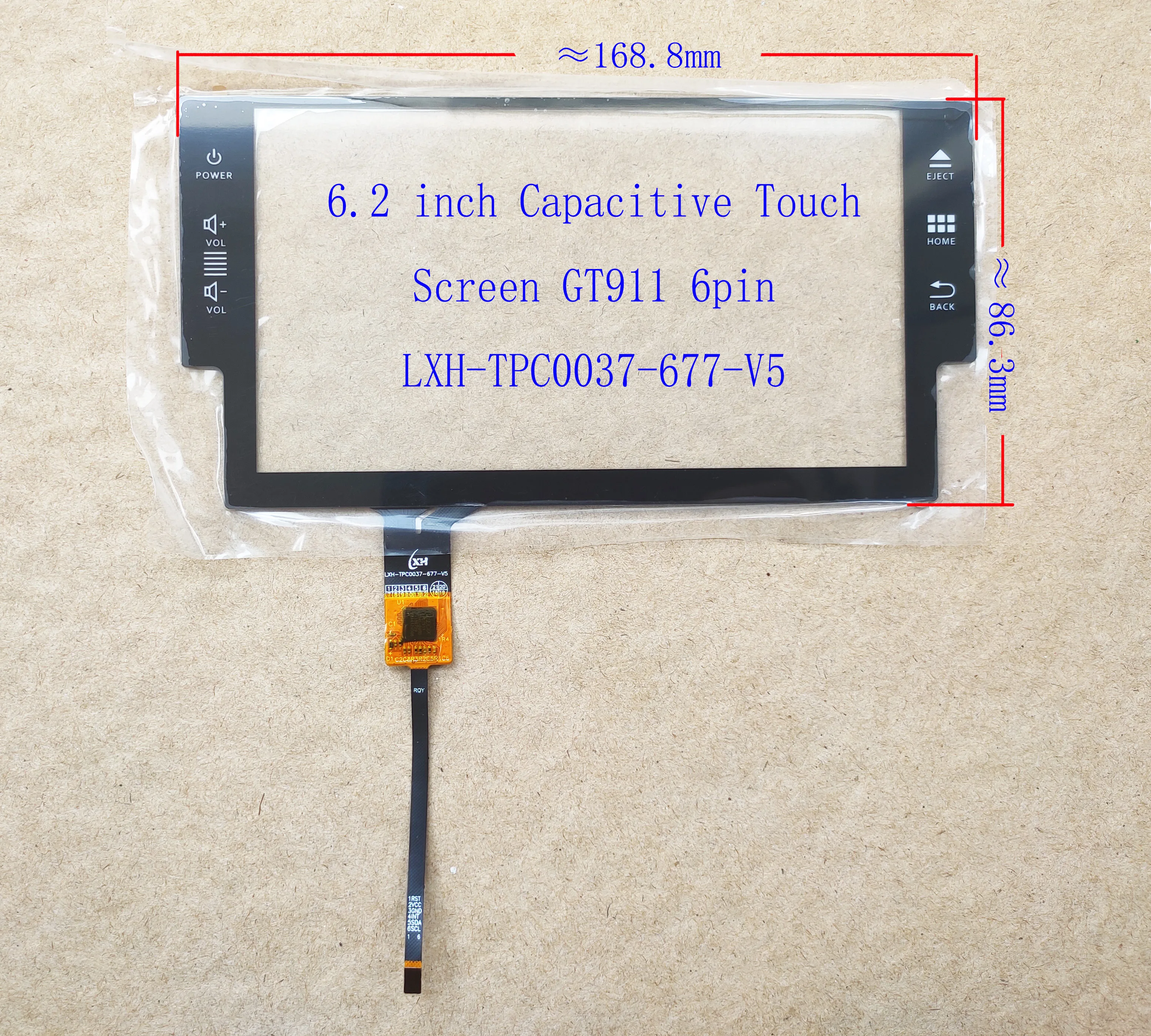 6.2 inch Touch Screen Sensor Digitizer 168*86mm GT911/928/9271/615 universal 6pin LXH-TPC0037-677-V5
6.2 inch Touch Screen Sensor Digitizer 168*86mm GT911/928/9271/615 universal 6pin LXH-TPC0037-677-V5