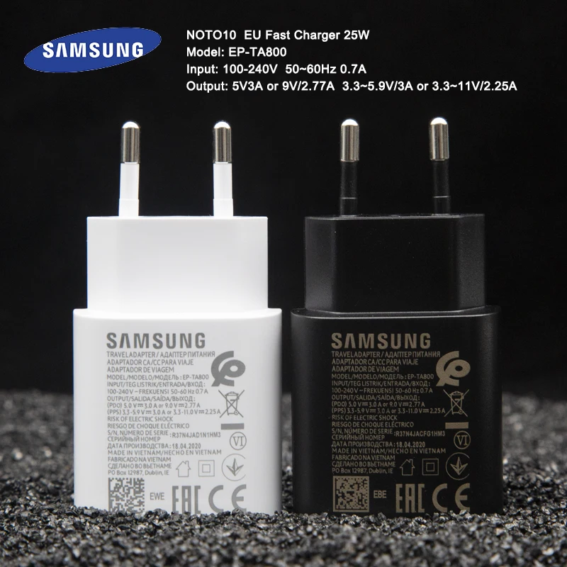 Original Samsung Note10 + Super Fast Charger,25W,EU Fast Charge Adapter,Type C to Type C Cable for Galaxy S10 + Note10 plus (5G)
Original Samsung Note10 + Super Fast Charger,25W,EU Fast Charge Adapter,Type C to Type C Cable for Galaxy S10 + Note10 plus (5G)
