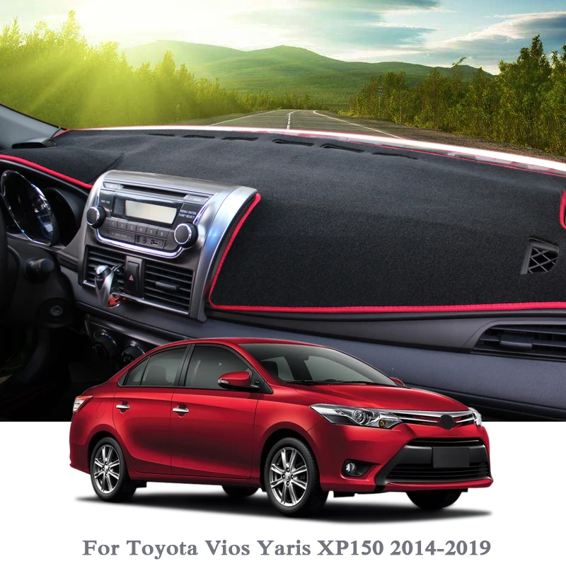 

Car Styling Dashboard Avoid Light Pad Instrument Platform Cover Mats Rose For Toyota Vios Yaris XP150 2014-2019 Anti-dust Pad