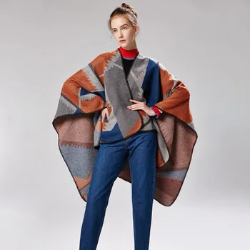 Winter Poncho and Cape Women Warm Cloak Plaid Scarf Shawl Imitation Cashmere Pashmina National Wind Fork Cloaks Wraps Mujer 2019
Winter Poncho and Cape Women Warm Cloak Plaid Scarf Shawl Imitation Cashmere Pashmina National Wind Fork Cloaks Wraps Mujer 2019