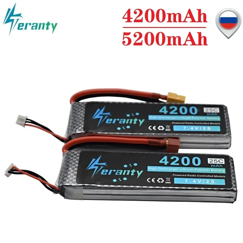 Аккумулятор LiPo 2S 7 4 В 4200 мАч 5200 для РУ дронов самолетов вертолетов автомобилей