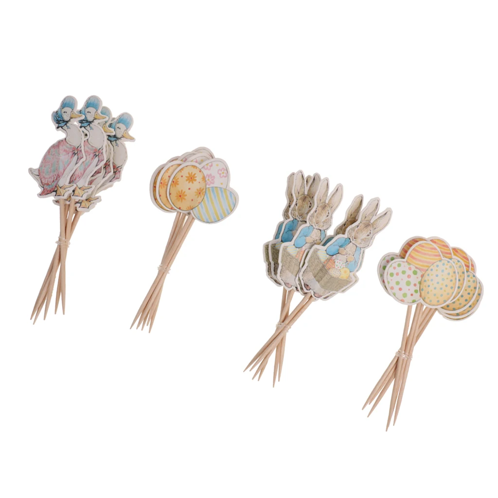 Pack fof 24 Lovely Duck Bunny Rabbit Egg Cupcake Topper Easter Food Sticks Home Party Supplier Pack fof 24 Lovely Duck Bunny Rabbit Egg Cupcake Topper Easter Food Sticks Home Party Supplier