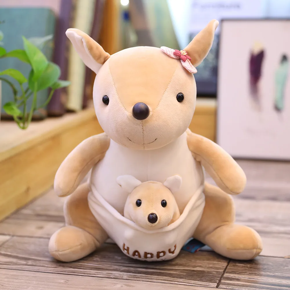 Panda Mother and Kid Plush Suffed Toys Animal Kangaroo Pangolin Hedgehog Polar Bear Puppet with Bag (8)