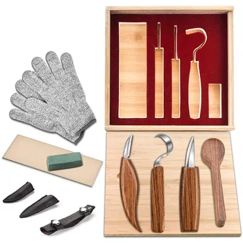 12Pcs Wood Carving Tools Set Hook Carving Knife, Detail Wood Knife, Resistant Gloves for Spoon, Bowl, Cup
12Pcs Wood Carving Tools Set Hook Carving Knife, Detail Wood Knife, Resistant Gloves for Spoon, Bowl, Cup