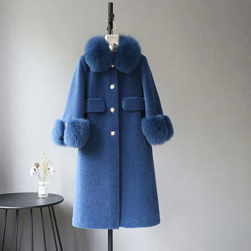 Office Lady Winter Wool Coats Women Fox Fur Collar Overcoats Middle Length Big Pockets Fluffy Soft Warm Female Outwear Jackets
Office Lady Winter Wool Coats Women Fox Fur Collar Overcoats Middle Length Big Pockets Fluffy Soft Warm Female Outwear Jackets