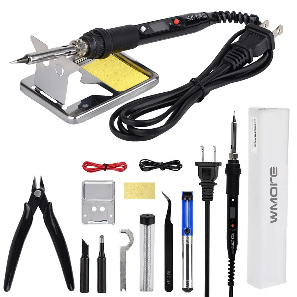 WMORE Soldering iron kits LCD 80W 110V 220V Temperature adjustable Welding solder iron rework tool Desoldering pumps tip wires
WMORE Soldering iron kits LCD 80W 110V 220V Temperature adjustable Welding solder iron rework tool Desoldering pumps tip wires