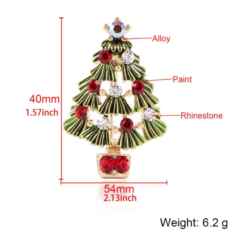 hollow out christmas tree brooch colorful paint alloy rhonestone