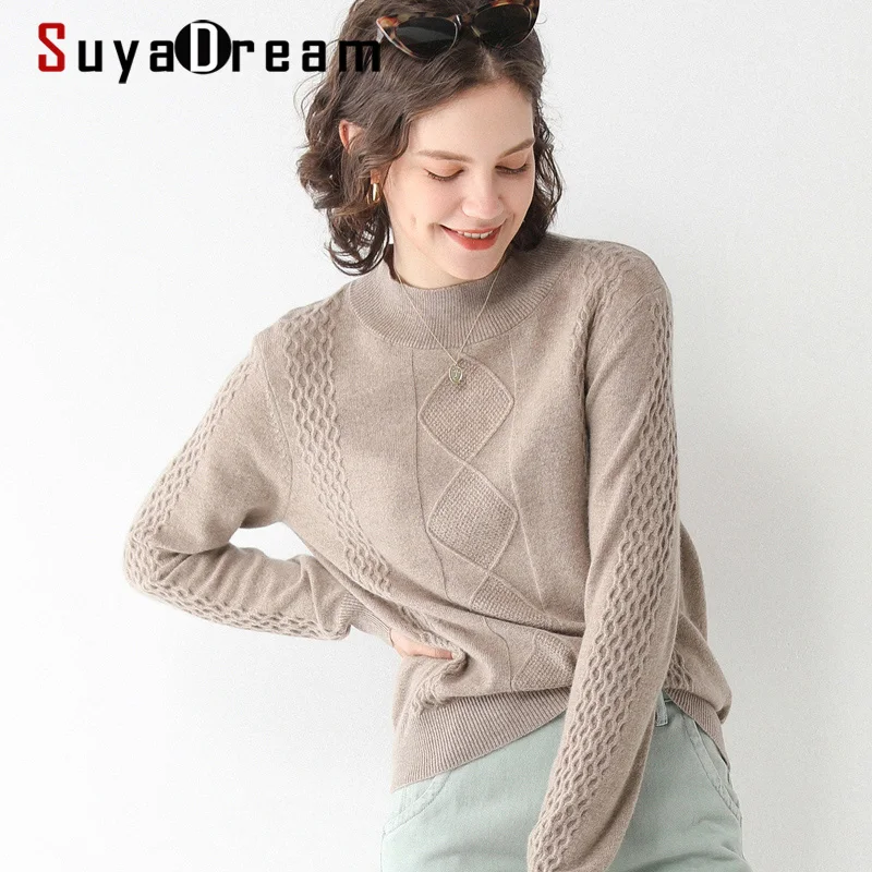 SuyaDream Woman Wool Warm Sweaters 100%Wool Turtleneck Solid Ribs Pullovers 2020 Fall Winter Bottoming Shirts Knitwear
SuyaDream Woman Wool Warm Sweaters 100%Wool Turtleneck Solid Ribs Pullovers 2020 Fall Winter Bottoming Shirts Knitwear