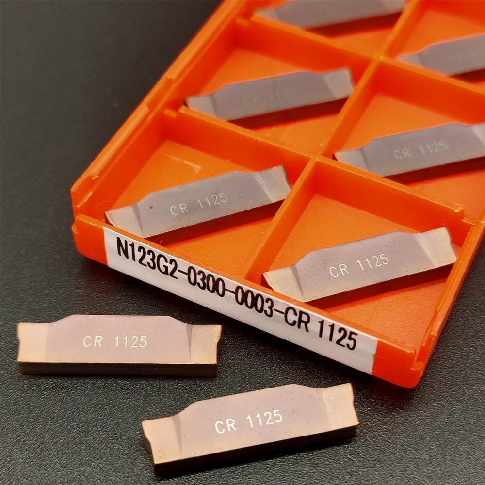 Golden N123G2 0300 0003 CR 1125 grooving carbide inserts N123G2 lathe cutter turning tool Parting and grooving tool 
Golden N123G2 0300 0003 CR 1125 grooving carbide inserts N123G2 lathe cutter turning tool Parting and grooving tool