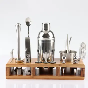 23pcs Stainless Steel Cocktail Shaker Set Barware Kit with Square Wooden Rack for Bartender Drink Party Bar Tools
23pcs Stainless Steel Cocktail Shaker Set Barware Kit with Square Wooden Rack for Bartender Drink Party Bar Tools