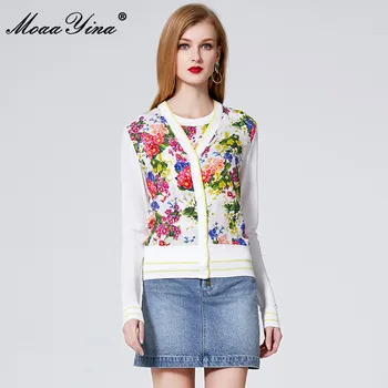 MoaaYina Spring Autumn V-neck Long sleeve Knitting Tops Women's Elegant Floral-Print Silk Sweater Thin Coat
MoaaYina Spring Autumn V-neck Long sleeve Knitting Tops Women's Elegant Floral-Print Silk Sweater Thin Coat