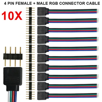 10Pcs 4 Pin Female Male RGB Connector Cable For RGB 3528 5050 LED Strip Light Waterproof LED SMD3528 / 5050 RGB Flexible Strip
10Pcs 4 Pin Female Male RGB Connector Cable For RGB 3528 5050 LED Strip Light Waterproof LED SMD3528 / 5050 RGB Flexible Strip