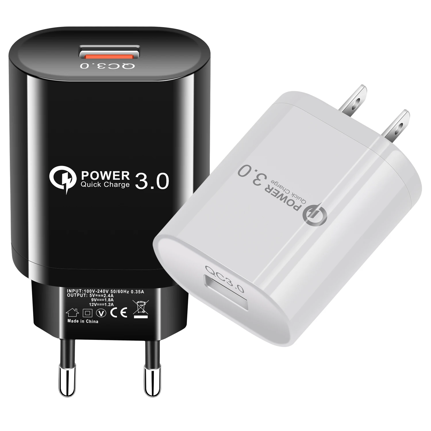 QC 3.0 QC 2.0 Adapter Fast Charger EU Plug For iPhone, Galaxy, Huawei Mobile Phone Chargers
QC 3.0 QC 2.0 Adapter Fast Charger EU Plug For iPhone, Galaxy, Huawei Mobile Phone Chargers