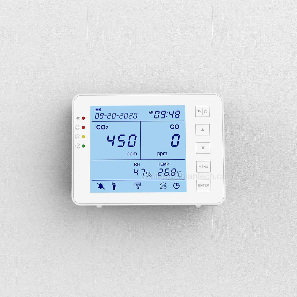 CO/CO2 gas detector, home gas leak alarm sniffer monitor with Max/Min value monitoring
CO/CO2 gas detector, home gas leak alarm sniffer monitor with Max/Min value monitoring