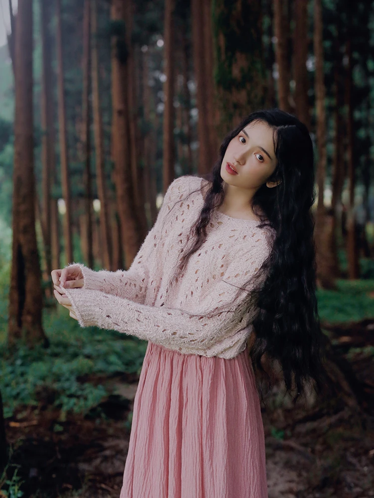LYNETTE'S CHINOISERIE Spring Autumn Original Design Women Loose Mori Girls Chic Embroidery Pink Knitted Pullovers Sweaters
LYNETTE'S CHINOISERIE Spring Autumn Original Design Women Loose Mori Girls Chic Embroidery Pink Knitted Pullovers Sweaters