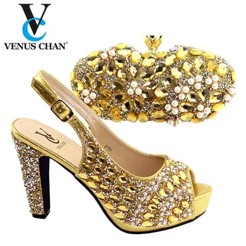 2020 New Gold Crytal Pointed Toe Slipper And Bag Set For Party Fashion Aftican Ladies High Heels Shoes And Matching Bag Set
2020 New Gold Crytal Pointed Toe Slipper And Bag Set For Party Fashion Aftican Ladies High Heels Shoes And Matching Bag Set