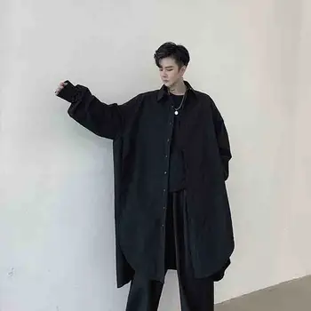 Trendy split shirt mid long new coat handsome personality lazy Top Men's autumn loose design
Trendy split shirt mid long new coat handsome personality lazy Top Men's autumn loose design