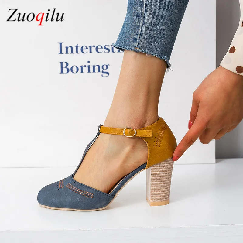 Retro high heels T-strap Rome Ladies Shoes 2019 heels pu leather Women wedding buckle strap thick heels shoes Zapatos De Mujer
Retro high heels T-strap Rome Ladies Shoes 2019 heels pu leather Women wedding buckle strap thick heels shoes Zapatos De Mujer