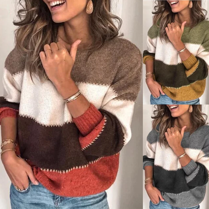 2019 Autumn Winter Women Loose Striped Thick Sweater Pullover Plus Size Sweater High Quality Oversized Color Block Sweater
2019 Autumn Winter Women Loose Striped Thick Sweater Pullover Plus Size Sweater High Quality Oversized Color Block Sweater