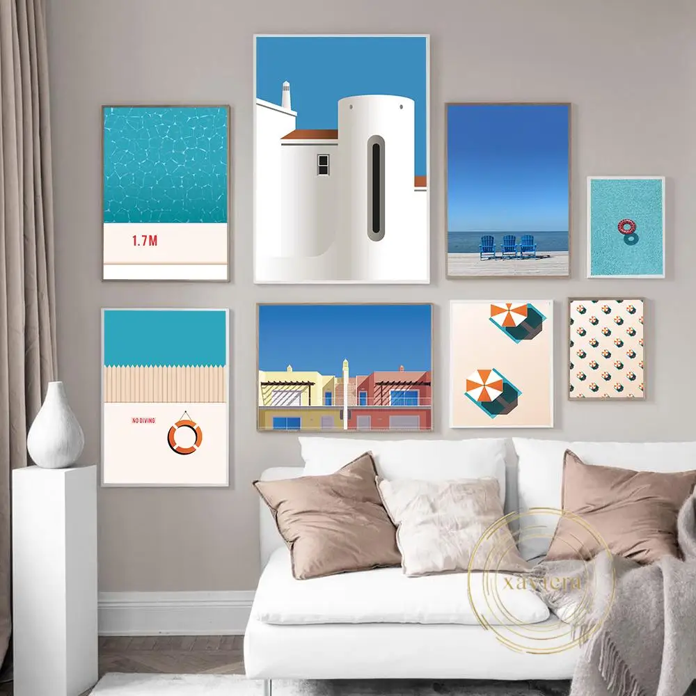 Nordic Cartoon Miami Architecture Poster Nordic Minimalist Beach Landscape Canvas Painting Summer Seascape Wall Art Picture
Nordic Cartoon Miami Architecture Poster Nordic Minimalist Beach Landscape Canvas Painting Summer Seascape Wall Art Picture