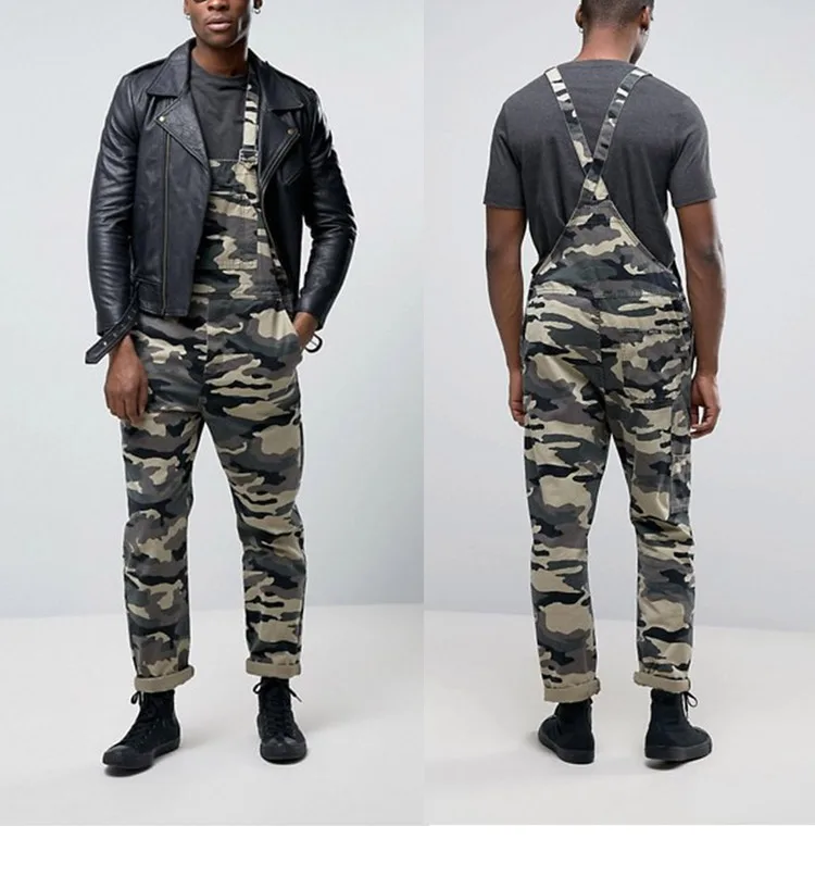 Men's Camouflage Jumpsuit Pants Bib Overalls Tracksuit Camouflage Print Jeans Tracksuit Work Uniform Summer Sleeveless Overalls (1)