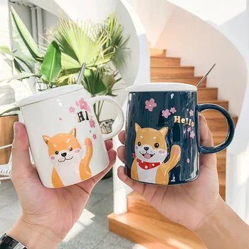 400ML cartoon Shiba Inu ceramic cup Creative dog coffee mug Net red student mark cup Covered handle spoon Office tea cup
400ML cartoon Shiba Inu ceramic cup Creative dog coffee mug Net red student mark cup Covered handle spoon Office tea cup