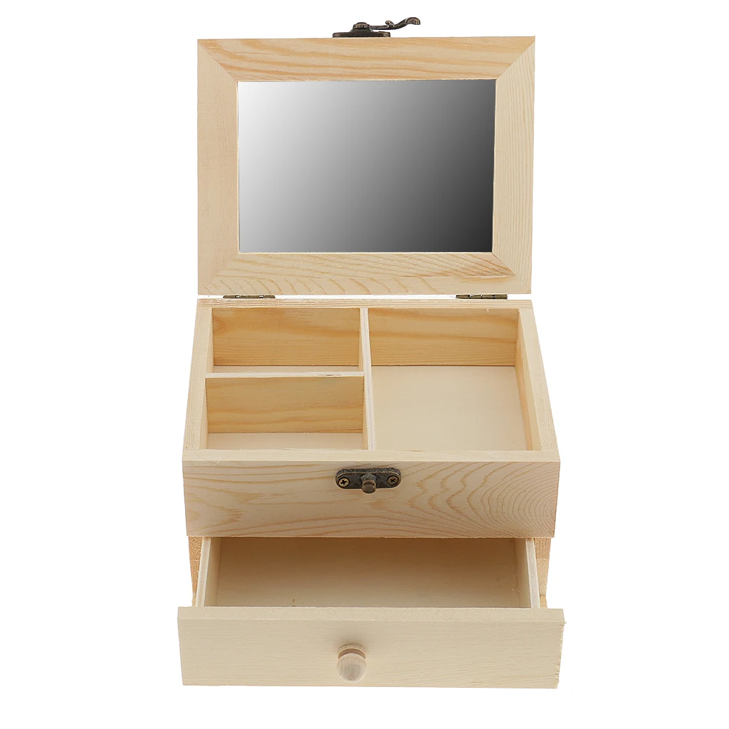Wooden Jewelry Box Organizer 2 Layers Jewelry Case for Earring Ring Necklace Bracelet - PU Leather Storage Box with Lock Wooden Jewelry Box Organizer 2 Layers Jewelry Case for Earring Ring Necklace Bracelet - PU Leather Storage Box with Lock