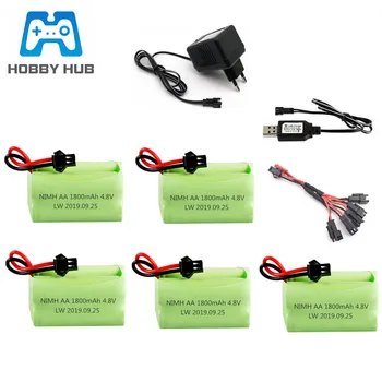 

4.8v 1800mah NiMH Battery + 4.8v Charger For Rc toys Cars Boats Guns Tanks Robots NI-MH 4* AA 4.8v Rechargeable Battery Pack