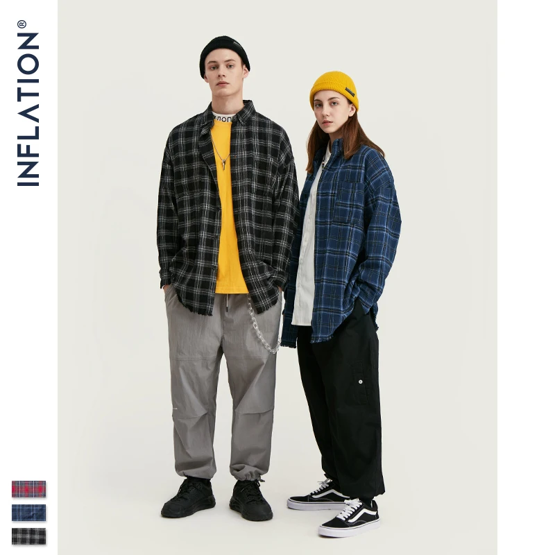 INFLATION Autumn Men Checked Shirt Long Sleeve Oversized Men Plaid Shirt Streetwear Mens Fashion Loose Fit Cotton Shirt 004W17
INFLATION Autumn Men Checked Shirt Long Sleeve Oversized Men Plaid Shirt Streetwear Mens Fashion Loose Fit Cotton Shirt 004W17