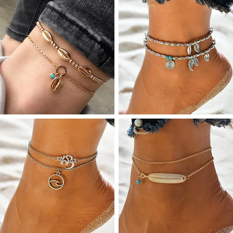 Bohemian Multi Layers Ankle Bracelet for Women Leg Chain Shell Leaf Feather Wave Charm Anklet Vintage Foot Jewelry Accessories
Bohemian Multi Layers Ankle Bracelet for Women Leg Chain Shell Leaf Feather Wave Charm Anklet Vintage Foot Jewelry Accessories