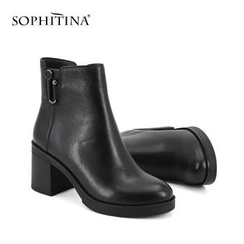 SOPHITINA Fashion Metal Decoration Boots High Quality Cow Leather Special Zipper Square Heel Shoes New Women's Ankle Boots SC351
SOPHITINA Fashion Metal Decoration Boots High Quality Cow Leather Special Zipper Square Heel Shoes New Women's Ankle Boots SC351