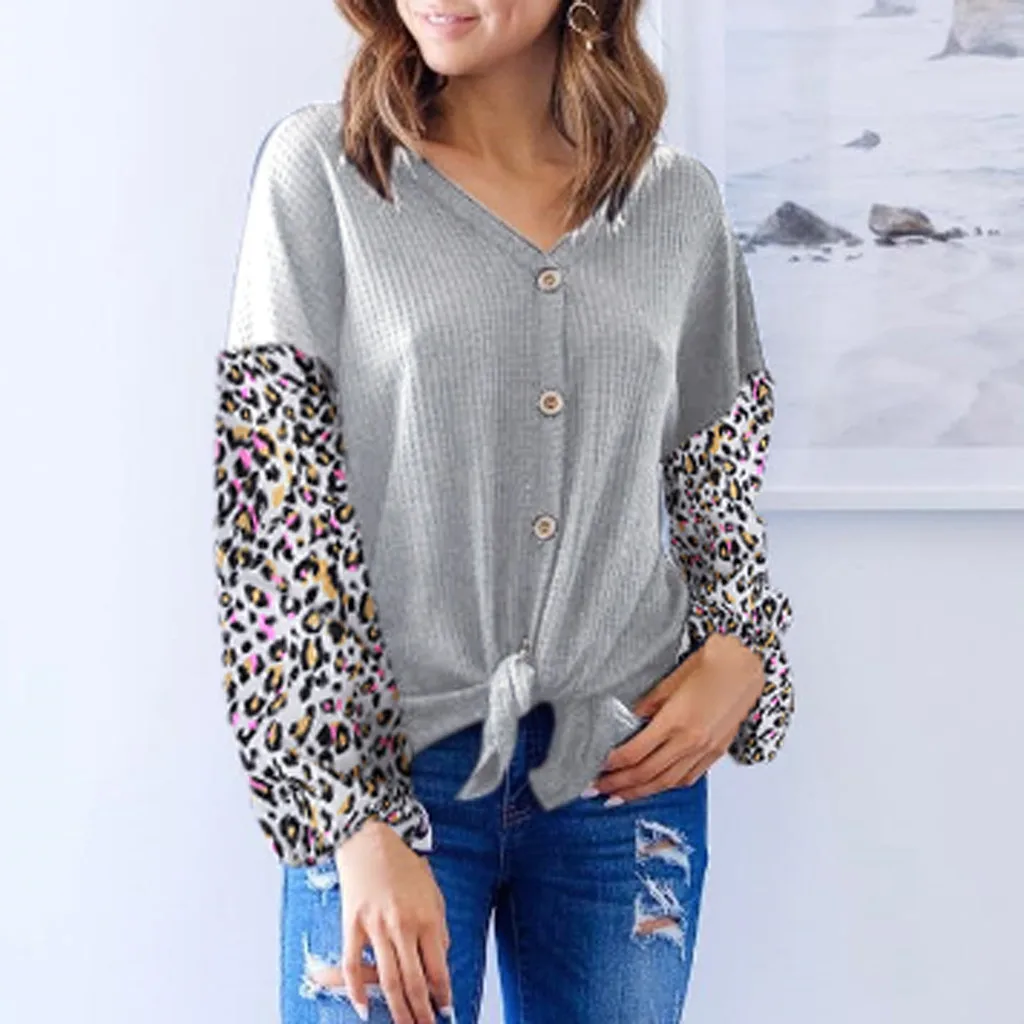 Woman Sweater Spring Autumn Leopard Print Knot Front Ladies Sweaters Knitted Button Patchwork Sueter Mujer Invierno 2019 Tallas
Woman Sweater Spring Autumn Leopard Print Knot Front Ladies Sweaters Knitted Button Patchwork Sueter Mujer Invierno 2019 Tallas