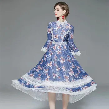 Newest Fashion Designer Long Dress 2020 Spring Party Events Women O-Neck Hollow Out Lace Embroidery Patchwork Blue Maxi Dress
Newest Fashion Designer Long Dress 2020 Spring Party Events Women O-Neck Hollow Out Lace Embroidery Patchwork Blue Maxi Dress