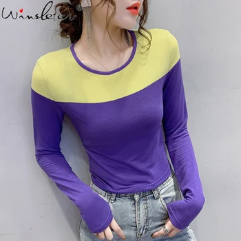Spring 2020 Cotton T shirt Women Color Block Back Hollow Out Slim Stretchy Long Sleeve Tops Tee Patchwork T02816B
Spring 2020 Cotton T shirt Women Color Block Back Hollow Out Slim Stretchy Long Sleeve Tops Tee Patchwork T02816B