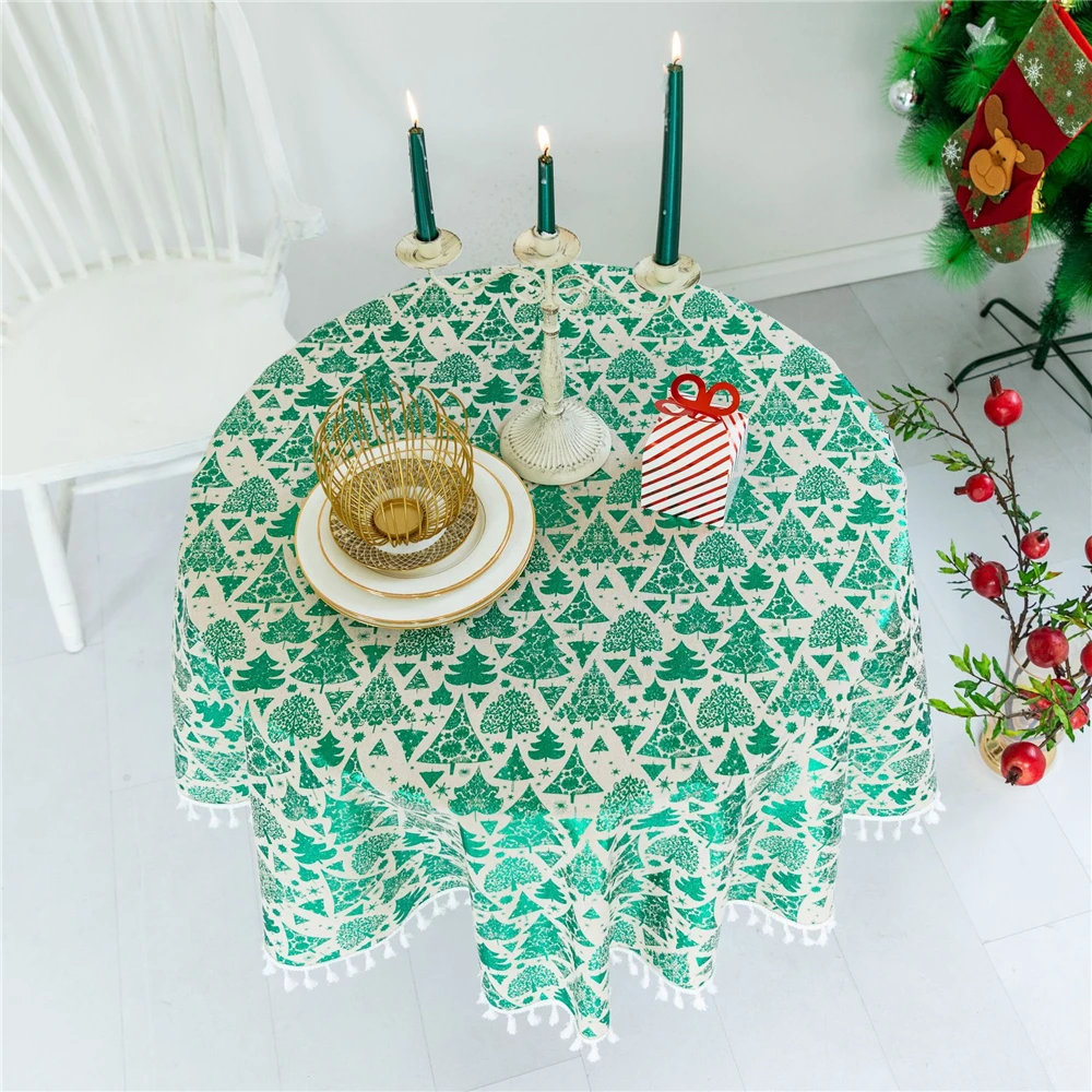 Christmas Tree Printed Tablecloth Cotton Linen Red Table Cloth Party Decor Round Tassel Edge Dining Table Cover for Home Decor
Christmas Tree Printed Tablecloth Cotton Linen Red Table Cloth Party Decor Round Tassel Edge Dining Table Cover for Home Decor