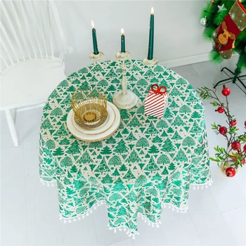 Christmas Tree Printed Tablecloth Cotton Linen Red Table Cloth Party Decor Round Tassel Edge Dining Table Cover for Home Decor
Christmas Tree Printed Tablecloth Cotton Linen Red Table Cloth Party Decor Round Tassel Edge Dining Table Cover for Home Decor