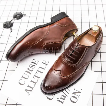 

Plus Size 38-47 Men Brogue Fashion Oxford Dress Shoes Male Well-dressed Gentleman Handcrafted Footwear for Modern Men