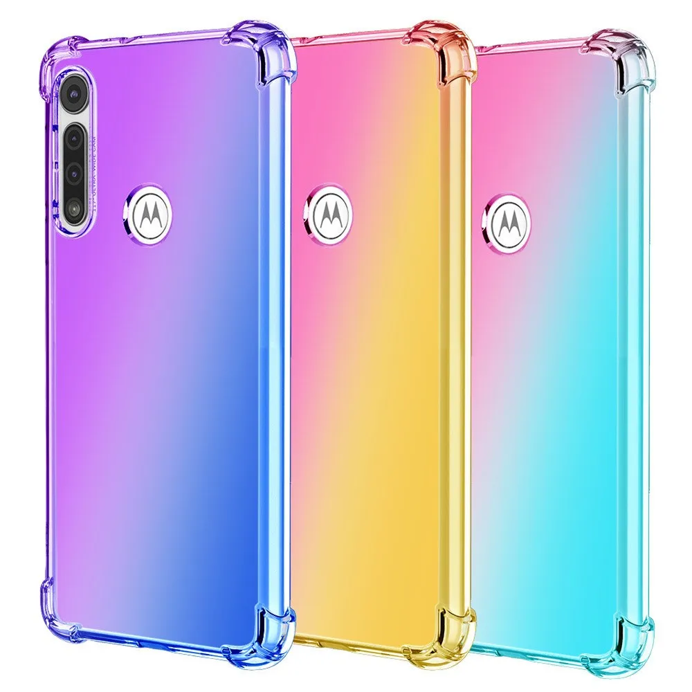 Противоударный прозрачный чехол с градиентом для Motorola Moto One Hyper Macro G8 Plus Power Lite E6 Play