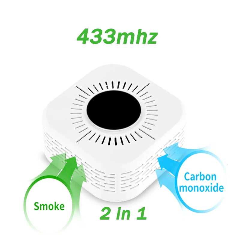 

RF 433MHz Smoke Detector Carbon Monoxide Sensor Gas Detector Fire Alarm Smart Life Home Safety Independent Alarm Wireless Alarm