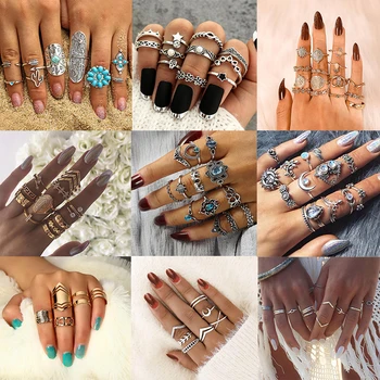 17pcs/set Women Rings New Bohemian Vintage Crown Water Drops Stars Geometric Crystal Rings Kits Female Joint Rings Jewelry Gifts
17pcs/set Women Rings New Bohemian Vintage Crown Water Drops Stars Geometric Crystal Rings Kits Female Joint Rings Jewelry Gifts